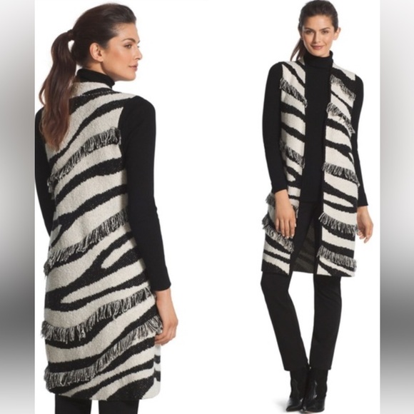 Chico's Sweaters - Chico’s
Zebra fringe Anne vest sweater